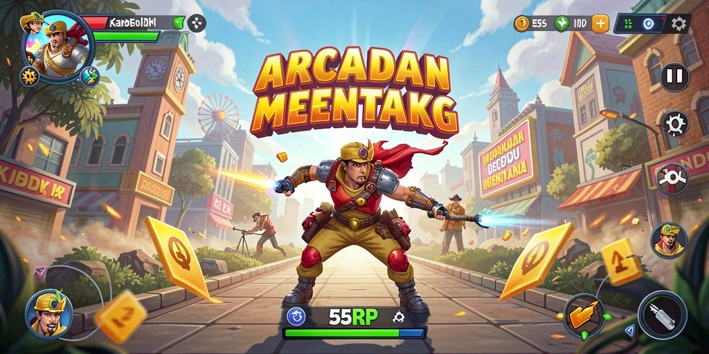 Tangkapan layar gameplay <strong>55RP</strong> yang menunjukkan aksi seru dan level menantang.