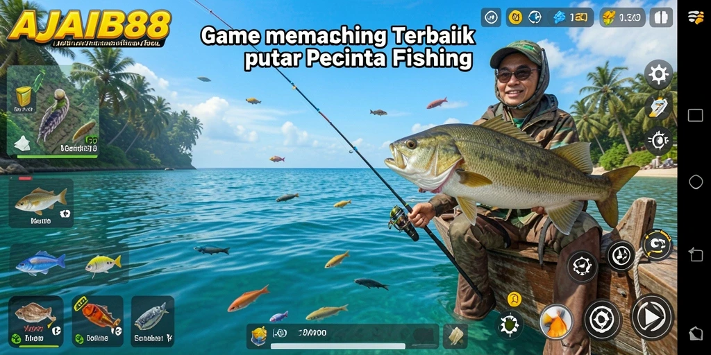 Tampilan gameplay AJAIB88 dengan suasana memancing yang menenangkan.