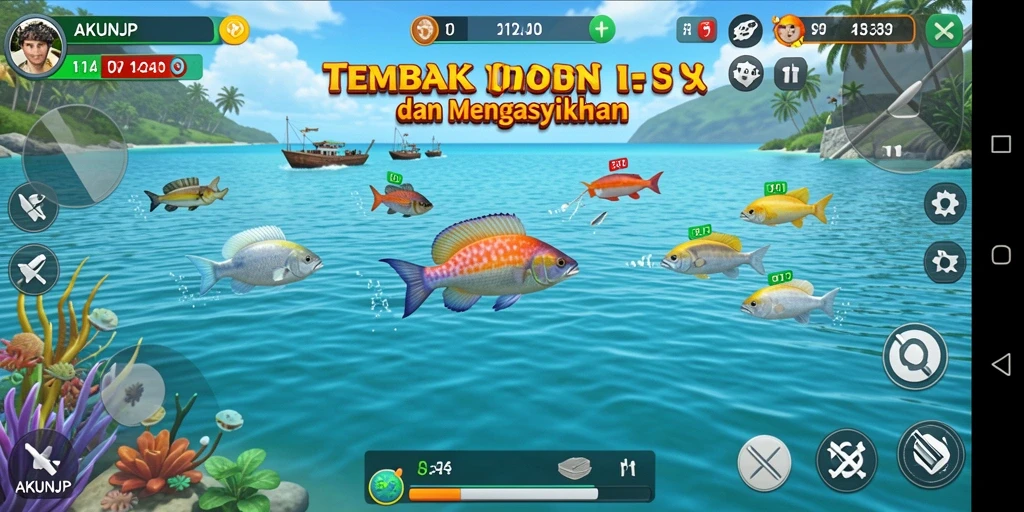 Tampilan gameplay menembak ikan yang seru dan mengasyikkan dari AKUNJP.