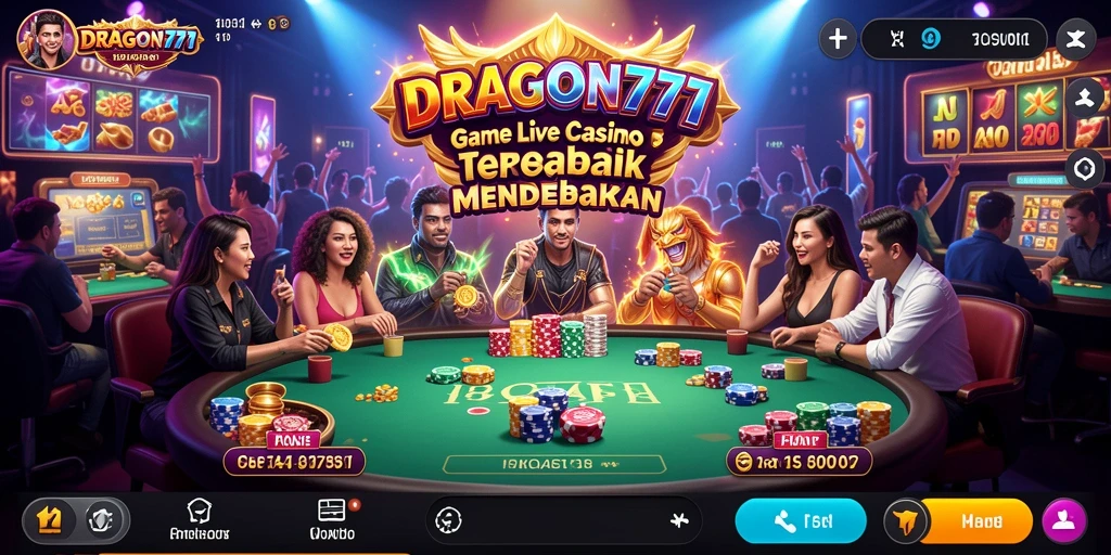 Tangkapan layar utama DRAGON777 menampilkan dealer langsung yang beraksi dalam permainan kasino.