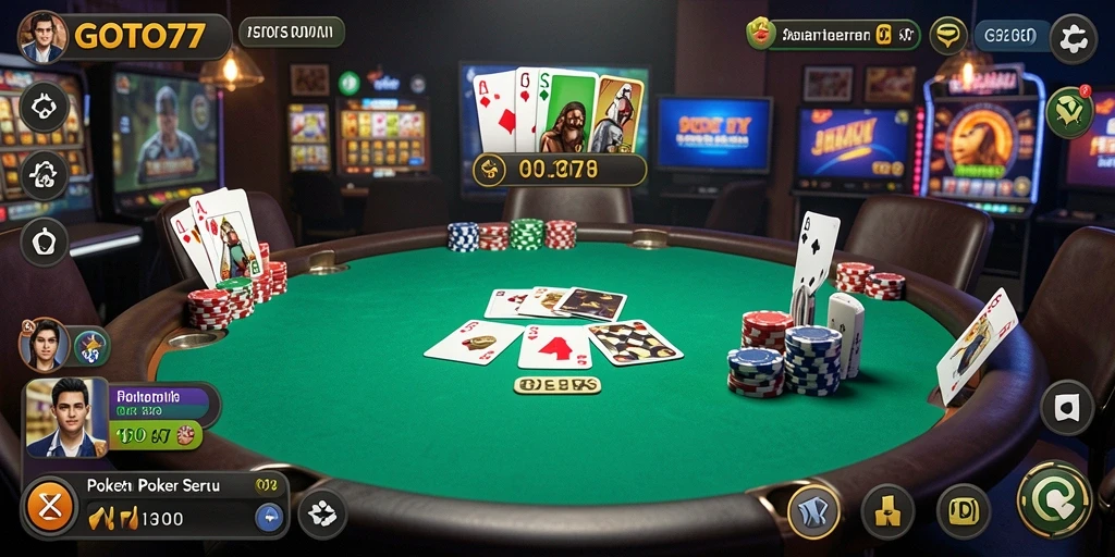Tampilan gameplay GOTO77 yang menegangkan saat bermain Poker.