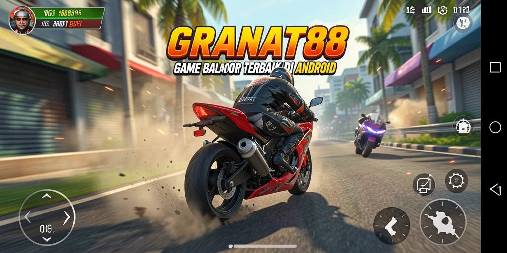 Tampilan gameplay seru balapan motor di GRANAT88.