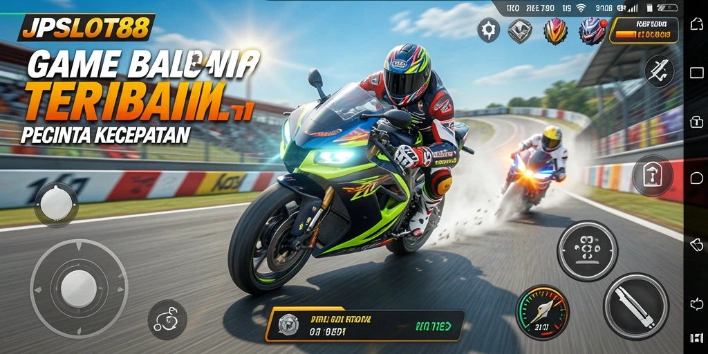 Screenshot menampilkan balapan motor dengan grafis memukau dan aksi cepat.