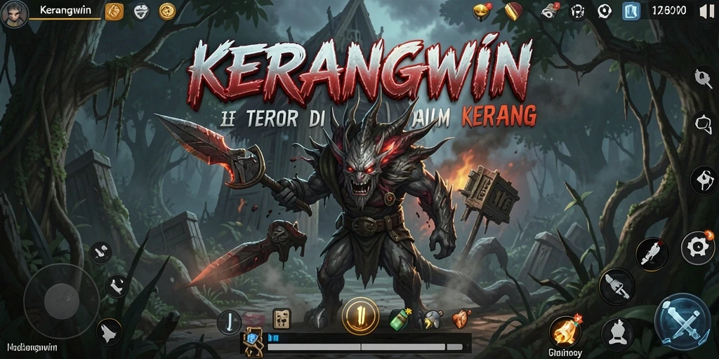 Tampilan gameplay menakutkan di KERANGWIN dengan suasana mencekam