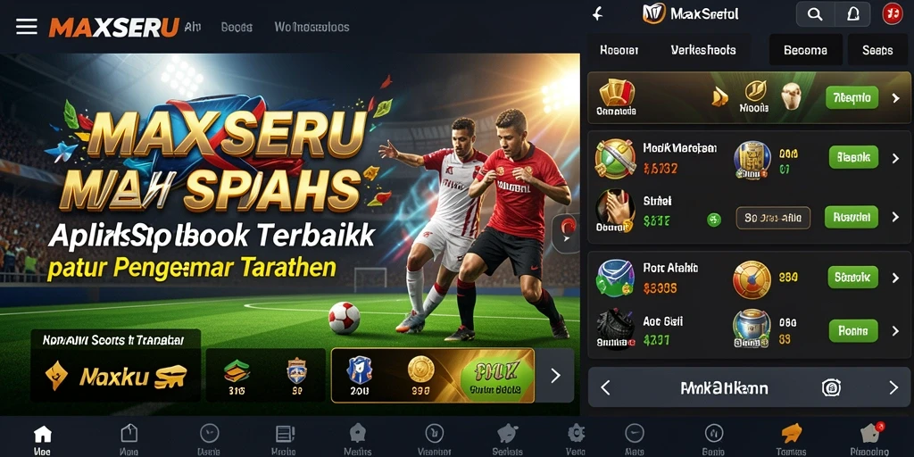 Screenshot MAXSERU menunjukkan antarmuka pengguna yang menarik dan fitur taruhan.