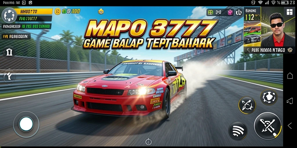 Tampilan gameplay balap seru di MPO777 dengan mobil-mobil keren.
