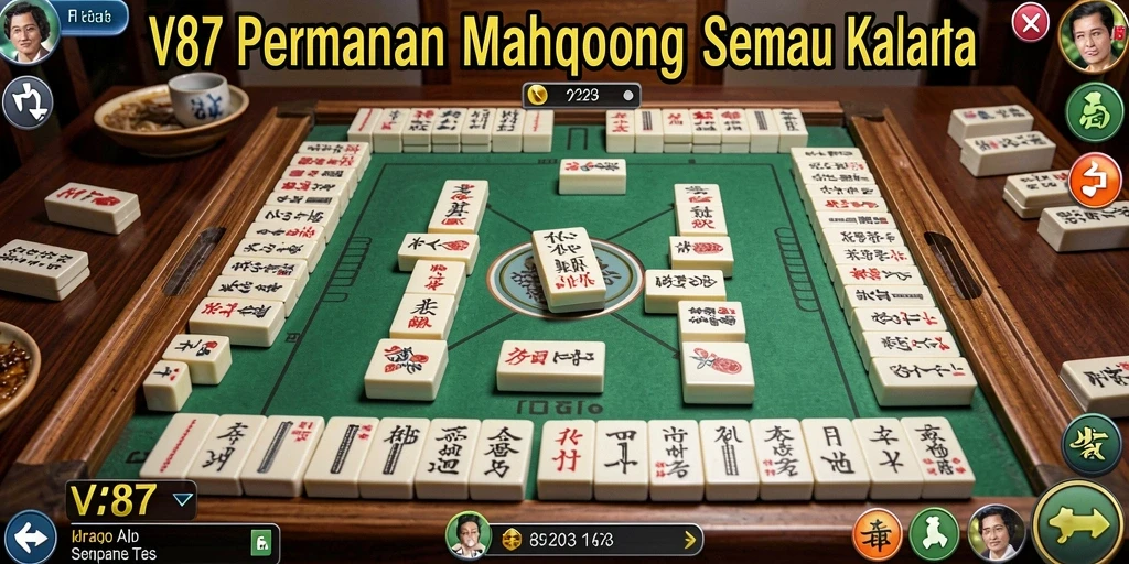 Screenshot gameplay V87 menampilkan aksi seru permainan Mahjong.
