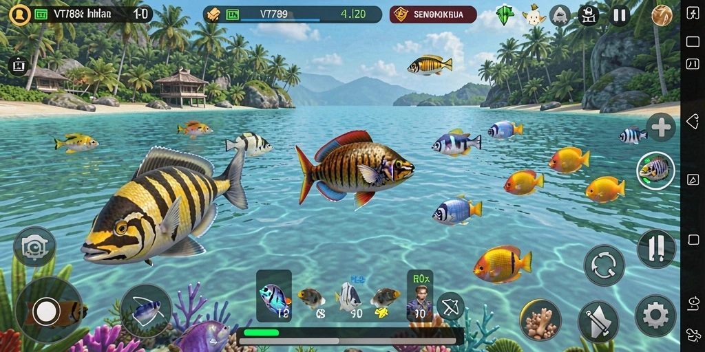 Screenshot utama VT789 menampilkan aksi seru Tembak Ikan.