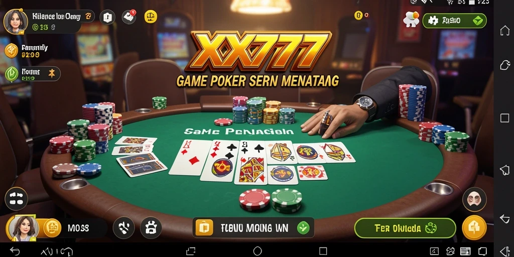 Tampilan utama gameplay Poker yang mendebarkan di XXX777.